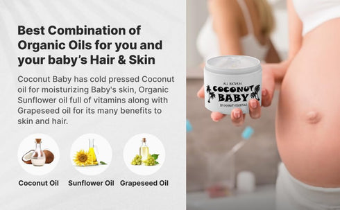 Coconut Essentials Coconut Baby Oil - Natural & Organic Moisturizer, Hair Oil for Cradle Cap Treatment, Newborn Sensitive Skin, Eczema & Psoriasis...