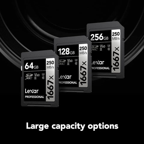Lexar 64GB Professional 1667x SDXC Memory Card, UHS-II, C10, U3, V60, Full-HD & 4K Video, Up To 250MB/s Read, for Professional Photographer, Video...