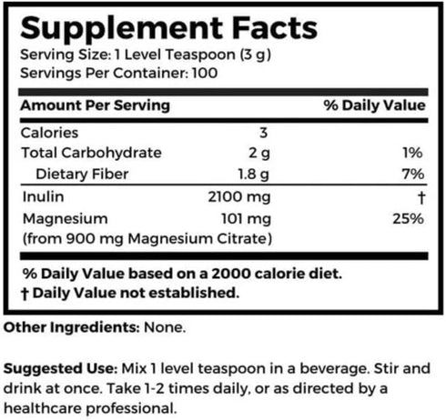 Dr. Clark Inulin Powder (FOS), 300 gm - Prebiotic Soluble Fiber...