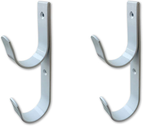 4 PCS Set Wide Pool Pole Hangers Heavy Duty White Aluminium Holder Hooks with Screws Perfect Hook Holders for Swimming Pool Telescopic Poles Skimm...