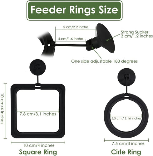 DS. DISTINCTIVE STYLE Fish Feeding Ring 2 Pieces Aquarium and Tank Floating Rings Food Feeders with Suction Cup (Black)...