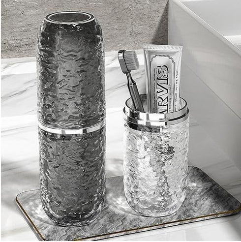 2PCS Travel Toothbrush Case with Cover, Portable Toothbrush Holder Cup Storage Container for Home Bathroom Trip School...