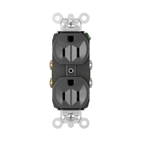 Legrand Pass & Seymour TR5262BKCC12 15 Amp Tamper Resistant Construction Specification Grade Duplex Receptacle Outlet, Back and Side Wire, Black (...