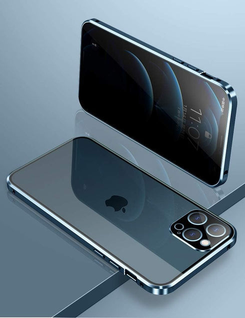 HENGHUI Lockable Anti Peeping Case for iPhone 12 Pro Max - Magnetic Glass Case with Built-in Camera Lens Protector and Privacy Screen - Black...