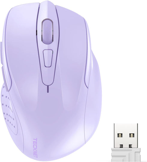 TECKNET Wireless Mouse, 2.4GHz Ergonomic Computer Mouse, Portable Cordless Mice, Mouse for Laptop, 6 Buttons USB Mouse for Chromebook, Ergo Grip, ...