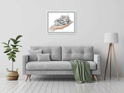 Amiiba Stamped Cross Stitch Kits, Super Cute Baby Elephant DIY 11CT 10.6x8.6 inch (Elephant)...