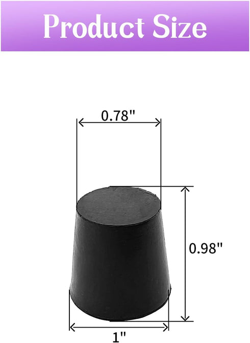 PENCK 6pcs Rubber Stopper 20mm - 26mm Plugs Tapered Plug Black Solid Test Tubes Bungs Stoppers for Lab Home Use...