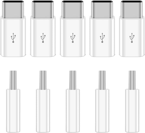 10 Pack Micro USB to USB C Adapter,USB Type C Adapter Convert Connector Compatible with All USB-C Phone Tablet Laptop PC (White)...