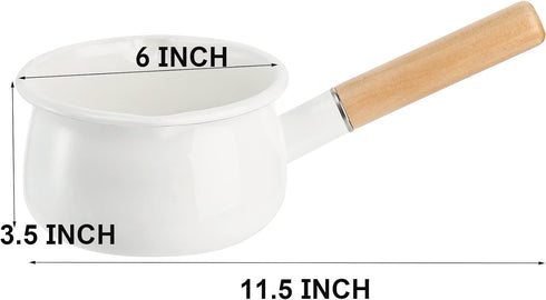 Jucoan 1 Quart Enamel Milk Pan with Dual Pour Spout, Small Enamel on Steel Saucepan Milk Pot Butter Warmer with Wooden Handle, Stove Top Soup Pot ...