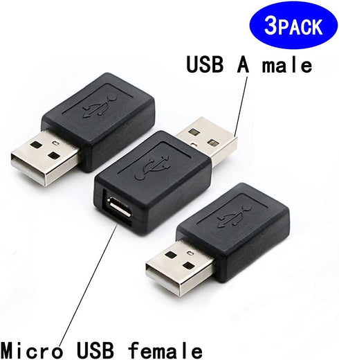 3 Pack USB 2.0 A Male to USB Micro Female Adapter Converter...
