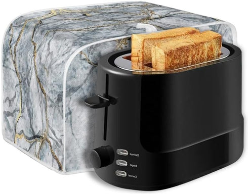 Golden Grey Marble Slice Toaster Cover, Marbles Painting Washable Polyester Toaster Cover, Modern Arts Quilted Toaster Cover Bread Maker Cover - S...