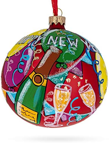 Festive Celebration Glass Ball Christmas Ornament 4 Inches...