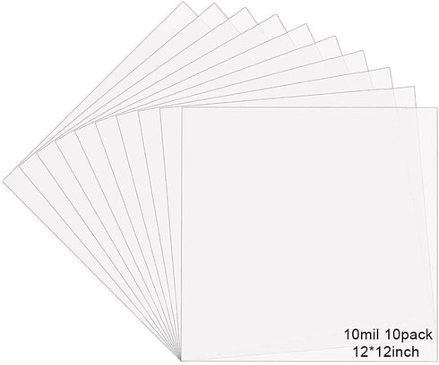 10 Sheets 10 mil Mylar Sheet, 12 x 12 inch Milky Translucent Plastic Blank Stencils, Reusable Stencil Template Material, Make Your Own Stencil...