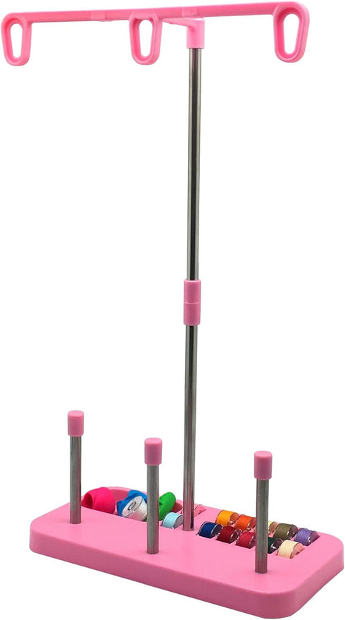YEQIN Thread Spool Holder Stand- 3 Spools Holder for Domestic (Home-Base) Embroidery and Sewing Machines - Four Colors for Choices (Pink)...