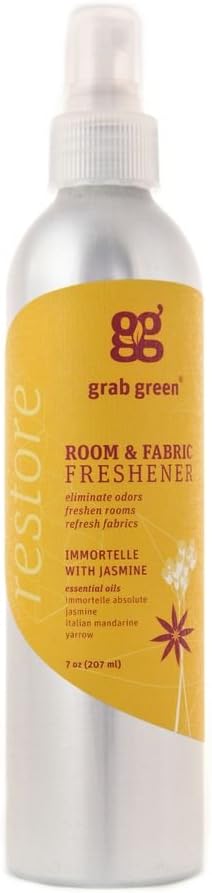 Grab Green Natural Room & Fabric Freshener, Phthalate-Free, Immortelle with Jasmine, 7 Ounce Bottle...