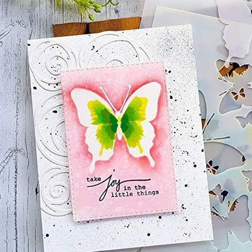 CrafTreat Reusable Layered Butterfly Stencils for Painting on Wood, Paper, Fabric, Floor, Wall and Tile - 2 Step Butterfly - 2 Pcs - Size: 6x6 Inc...