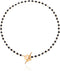 Dainty Flower Toggle Clasp Choker Necklace Black Crystal Beads Plum Blossom Shape OT Clasp Necklace Boho Irregular Stone Clavicle Chains Minimalis...