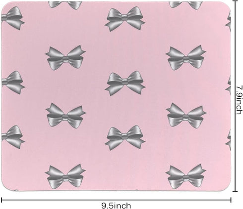 Girly Pink Mouse Pad,Bowknot Personalized Mouse Mat Design,Mouse pad for Desk Office Gaming Working,Gifts for Girls Women Female Friends,9.5x7.9 i...