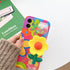 Lanyard Case Compatible with iPhone 13 Pro Max Case,Crossbody case with Strap and Wrist Band Kickstand, Unique Cute Kawaii Colorful Painting Flowe...