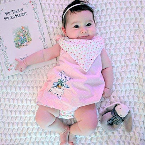 REVERSIBLE & WATERPROOF Cotton Baby Bandana Drool Bibs for Girls with Adjustable Snaps, Pack of 4, Soft Absorbent Cute Modern Premium Bib Set for ...