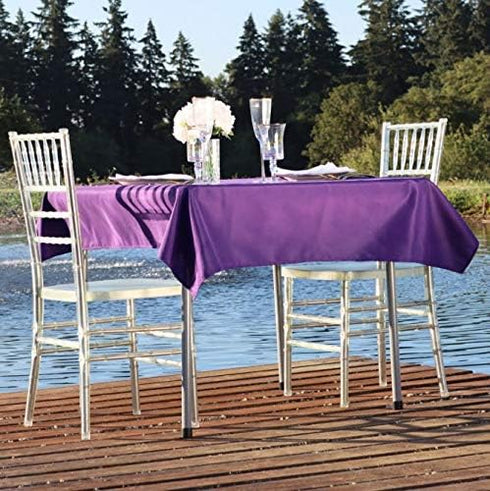 LinenTablecloth 54-Inch Square Polyester Tablecloth Purple...