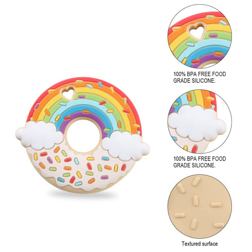 Rainbow Donut Sensory Chew Teether for Boys and Girls,Food Grade Silicone Safety Chewy Teething Toy for Kids with Autism, ADHD,Oral Motor,Teething...
