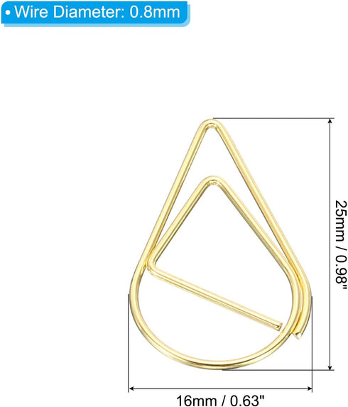 MECCANIXITY 150 Pieces Metal Paper Clip Drop-Shaped with Box 1 Inch Gold Tone for Crafts Organize Office Home...