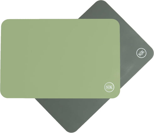 The Silicone Kitchen Silicone Oven Baking Mats, Dishwasher Safe, BPA Free, Extra Thick, Quarter Sheet 8 in by 11.75 in, Green and Gray...