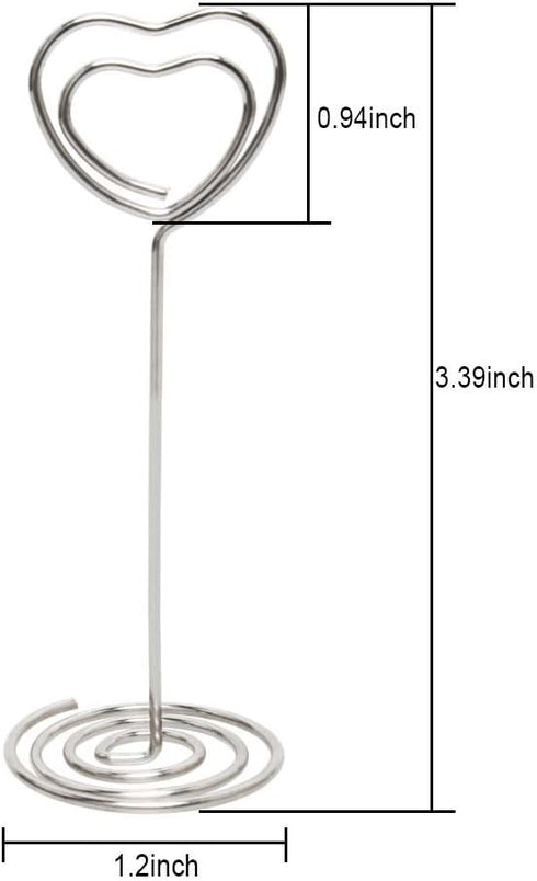 Table Number Card Holders Place Card Holder, 25 Pack Picture Holders for Tables, Heart Shape Photo Number Stands Menu Paper Card Clips for Wedding...