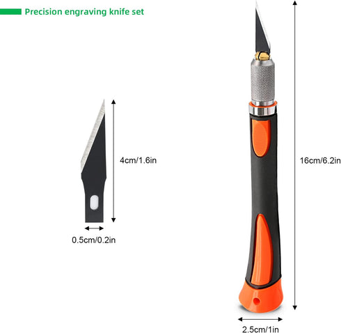FOSHIO 2 Pack Precision Craft Knife Set with 20 Pieces Replacement Blades, Ergonomic Non-Slip Handle Hobby Knife with Protective Cover for Art, Cr...