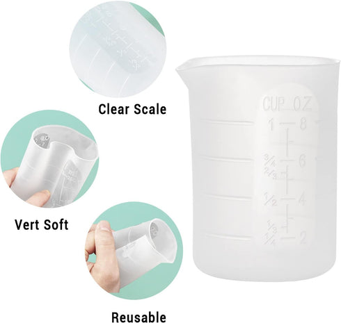 Gartful 9PCS Silicone Mixing Cups Set, Resin Casting Tool Kit, DIY Craft Set for Epoxy, 1pcs 700ml Oversize Measuring Cup, 1pcs 250ml Large and 3p...