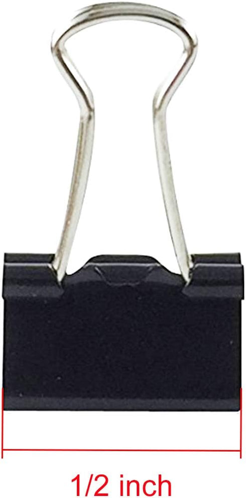 1/2 Inches Mini Binder Clips, 12 per Pack, 12 Pack for Office Work, Archive Work, Document Organizing, Black, Medium...