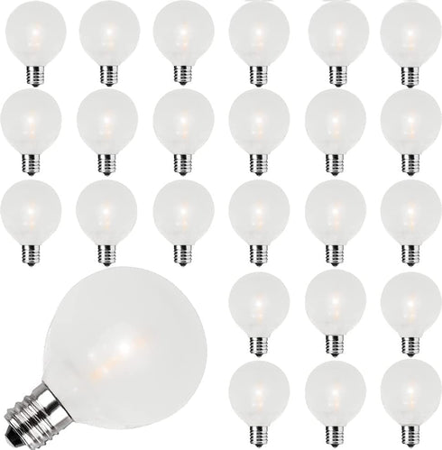 Abeja G40 LED Frosted Light Bulbs, 0.6W Shatterproof Plastic LED Bulbs, Frosted Globe Light Bulbs Fits C7/E12 Candelabra Base, for Outdoor String ...