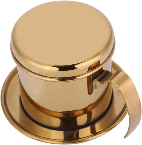 Stainless Steel Drip Coffee Filter Maker Vietnamese Style Drip Coffee Pot Infuser Ideal for on the Go/home (Gold)...