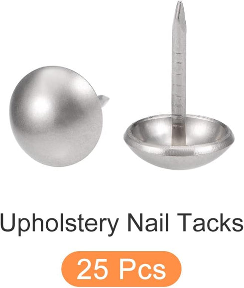 Upholstery Nail Tacks (11x17x3.6mm) 25Pcs, Iron Round Thumb Push Pins - for House Construction, Home Kitchen Furniture, Silver Tone...