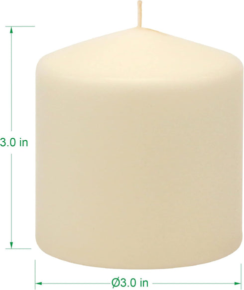Stonebriar 6 Pack Tall 3 x 3 Inch 18 Hour Long Burning Unscented Ivory Wax Pillar Candles...