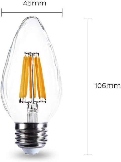 E27/E26 6W F15 Dimmable LED Porch Light Filament Bulb, Warm White 2200K 60W Equivalent 600 Lumen Edison Vintage Bulbs for Home Lighting, Flame Wri...
