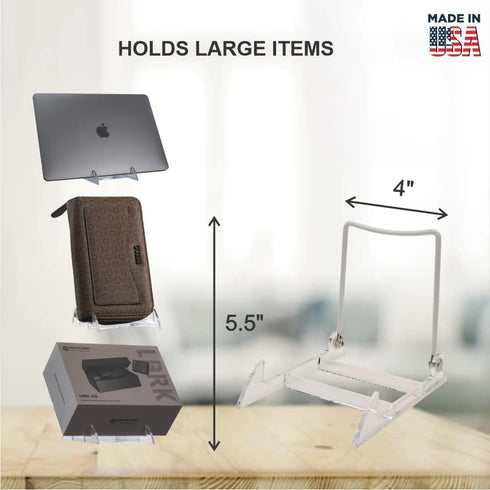 MADE IN USA 2-pack Sturdy & Durable Adjustable Acrylic Easels to Display Unnoticeably Plates, Art, Pictures & More - Unique on the Market...