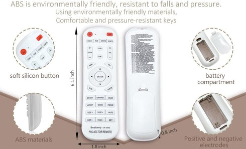 Universal Projector Remote Control ONLY Work for Acer BenQ Dell Eiki Epson Fujitsu Hitachi Infocus Mitsubishi NEC Optoma Toshiba Sharp Sanyo Sony ...