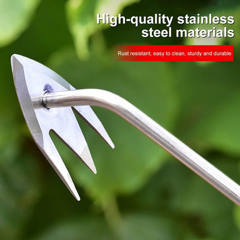 Garden Weeder Hand Tool,Ergonomic Weeding Tools,Stainless Steel Base Easy Weed Removal and Deeper Digging for Planting and Weeding V (Stainless St...