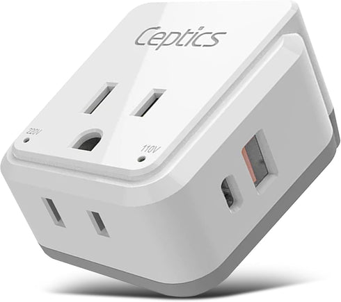 Ceptics Brazil Power Plug Adapter Travel Set, 20W PD & QC, Safe Dual USB & USB-C 3.1A - 2 USA Socket - Compact & Powerful - Also Use in Peru, Chil...