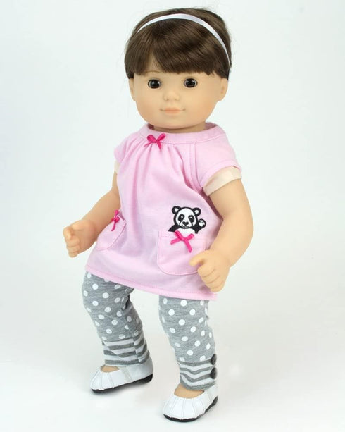 Sophia's - 15" Doll - Panda Bear Hooded Sweatshirt, Tunic & Polka Dot Leggings - Light Pink (Copy)...