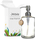 JASAI 16OZ Cylinder Glass Soap Dispenser with Rust Proof Stainless Steel Pump, Refillable Bathroom Soap Dispenser for Hand Soap, Dish Soap, Liquid...