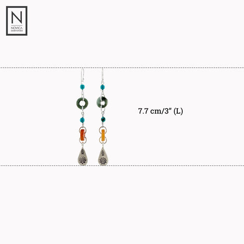 NOVICA Artisan Handcrafted Jade Silver Dangle | Turquoise Dangle | Beaded | Fine Sterling Silver | Multi Gem Earrings For Women...