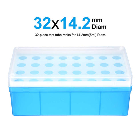 uxcell Tube Rack Polypropylene 32-Well Blue for 5ml...