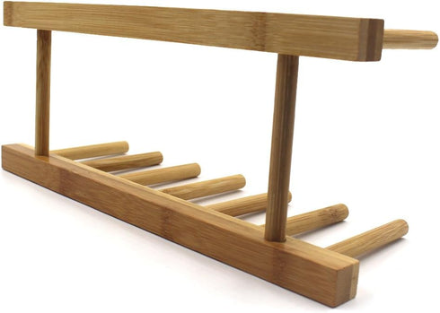 INNERNEED Bamboo Wooden Dish Rack, Vertical Plate & Lid Organizer for Kitchen Cabinet or Countertop, Drying Stand for Dishes, Cutting Boards...