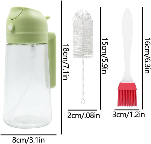 Oil Dispenser for kitchen, 2 In 1 Oil Dispenser & Oil Sprayers, 470ml/ 16oz Olive Oil Dispenser Bottle, Food-grade Oil Mister for Air Fryer, Bakin...