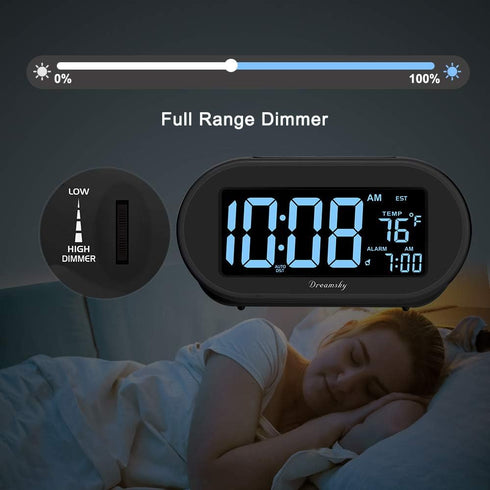 DreamSky Alarm Clocks for Bedrooms, Auto Set Digital Desk Clock for Bedside Nightstand, Electric Clock with Dimmable Brightness Dimmer, Auto DST, ...