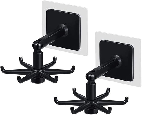 Kitchen Utensil Hanger with 6 Hooks, Under Cabinet Utensil Holder Hanger Hook for Kitchen and Bathroom, 360° Rotatable Space Saving No Drilling Na...