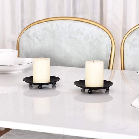 2pcs Black Iron Plate Candle Holder, Candle Trays,Pedestal Candle Stand for Wax Candles, Incense Cones, Spa, Weddings...